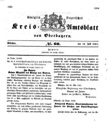 Königlich-bayerisches Kreis-Amtsblatt von Oberbayern (Münchner Intelligenzblatt) Mittwoch 10. Juli 1861