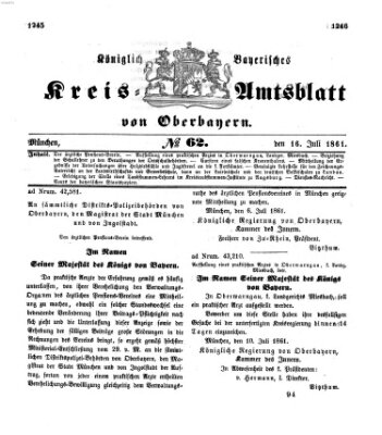 Königlich-bayerisches Kreis-Amtsblatt von Oberbayern (Münchner Intelligenzblatt) Dienstag 16. Juli 1861