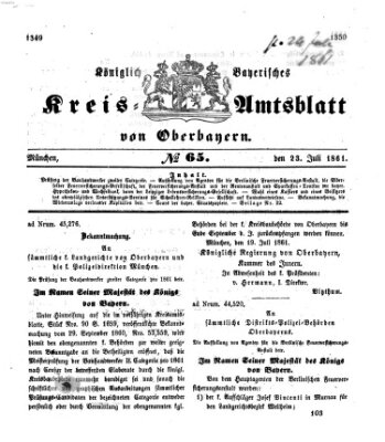 Königlich-bayerisches Kreis-Amtsblatt von Oberbayern (Münchner Intelligenzblatt) Dienstag 23. Juli 1861