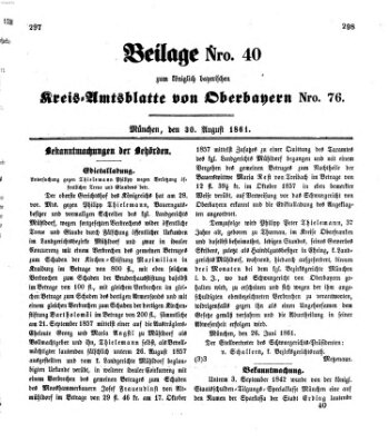 Königlich-bayerisches Kreis-Amtsblatt von Oberbayern (Münchner Intelligenzblatt) Freitag 30. August 1861