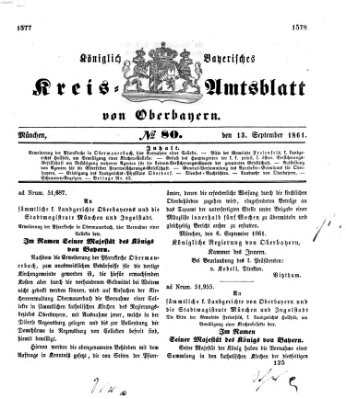 Königlich-bayerisches Kreis-Amtsblatt von Oberbayern (Münchner Intelligenzblatt) Freitag 13. September 1861