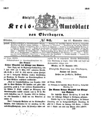 Königlich-bayerisches Kreis-Amtsblatt von Oberbayern (Münchner Intelligenzblatt) Freitag 27. September 1861