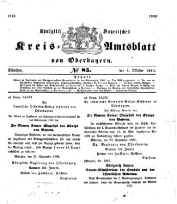 Königlich-bayerisches Kreis-Amtsblatt von Oberbayern (Münchner Intelligenzblatt) Dienstag 1. Oktober 1861