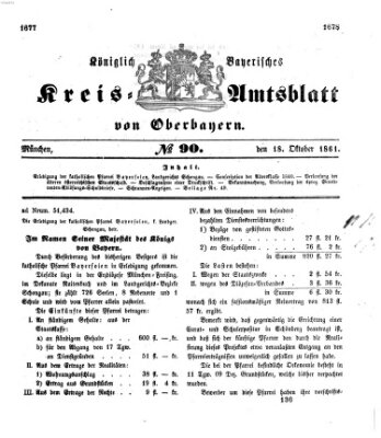 Königlich-bayerisches Kreis-Amtsblatt von Oberbayern (Münchner Intelligenzblatt) Freitag 18. Oktober 1861