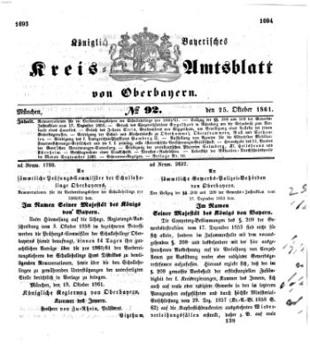 Königlich-bayerisches Kreis-Amtsblatt von Oberbayern (Münchner Intelligenzblatt) Freitag 25. Oktober 1861