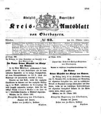 Königlich-bayerisches Kreis-Amtsblatt von Oberbayern (Münchner Intelligenzblatt) Montag 28. Oktober 1861