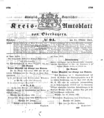 Königlich-bayerisches Kreis-Amtsblatt von Oberbayern (Münchner Intelligenzblatt) Donnerstag 31. Oktober 1861