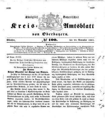 Königlich-bayerisches Kreis-Amtsblatt von Oberbayern (Münchner Intelligenzblatt) Freitag 22. November 1861