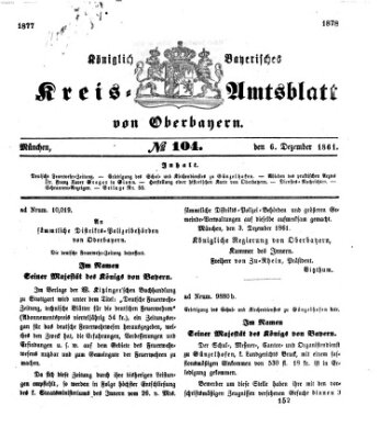 Königlich-bayerisches Kreis-Amtsblatt von Oberbayern (Münchner Intelligenzblatt) Freitag 6. Dezember 1861