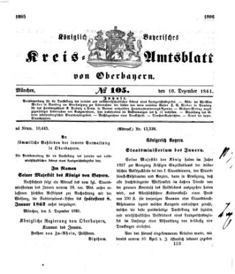 Königlich-bayerisches Kreis-Amtsblatt von Oberbayern (Münchner Intelligenzblatt) Dienstag 10. Dezember 1861