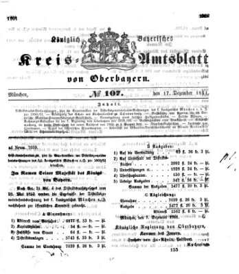 Königlich-bayerisches Kreis-Amtsblatt von Oberbayern (Münchner Intelligenzblatt) Dienstag 17. Dezember 1861