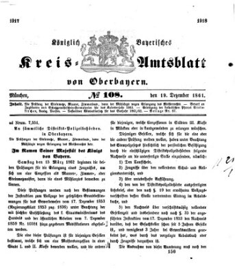 Königlich-bayerisches Kreis-Amtsblatt von Oberbayern (Münchner Intelligenzblatt) Donnerstag 19. Dezember 1861