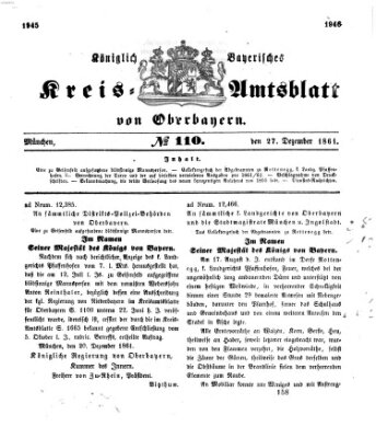 Königlich-bayerisches Kreis-Amtsblatt von Oberbayern (Münchner Intelligenzblatt) Freitag 27. Dezember 1861