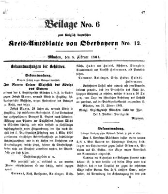 Königlich-bayerisches Kreis-Amtsblatt von Oberbayern (Münchner Intelligenzblatt) Dienstag 5. Februar 1861