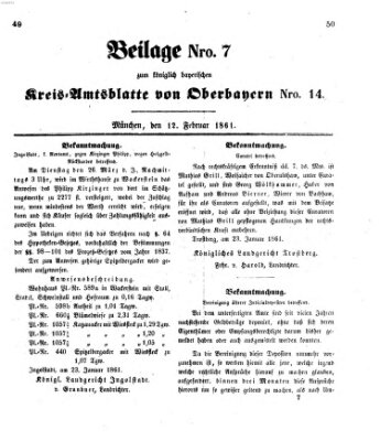 Königlich-bayerisches Kreis-Amtsblatt von Oberbayern (Münchner Intelligenzblatt) Dienstag 12. Februar 1861