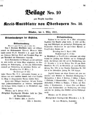 Königlich-bayerisches Kreis-Amtsblatt von Oberbayern (Münchner Intelligenzblatt) Dienstag 5. März 1861