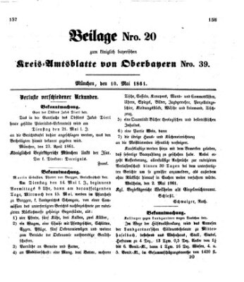 Königlich-bayerisches Kreis-Amtsblatt von Oberbayern (Münchner Intelligenzblatt) Freitag 10. Mai 1861