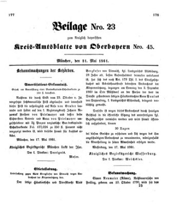 Königlich-bayerisches Kreis-Amtsblatt von Oberbayern (Münchner Intelligenzblatt) Freitag 31. Mai 1861