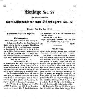 Königlich-bayerisches Kreis-Amtsblatt von Oberbayern (Münchner Intelligenzblatt) Freitag 21. Juni 1861