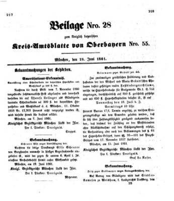 Königlich-bayerisches Kreis-Amtsblatt von Oberbayern (Münchner Intelligenzblatt) Freitag 28. Juni 1861