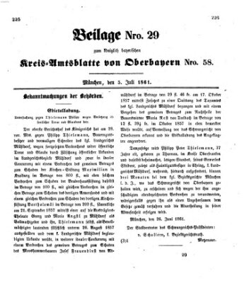 Königlich-bayerisches Kreis-Amtsblatt von Oberbayern (Münchner Intelligenzblatt) Freitag 5. Juli 1861