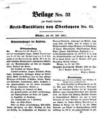 Königlich-bayerisches Kreis-Amtsblatt von Oberbayern (Münchner Intelligenzblatt) Dienstag 23. Juli 1861