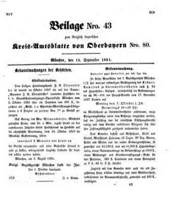 Königlich-bayerisches Kreis-Amtsblatt von Oberbayern (Münchner Intelligenzblatt) Freitag 13. September 1861