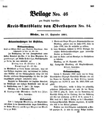 Königlich-bayerisches Kreis-Amtsblatt von Oberbayern (Münchner Intelligenzblatt) Freitag 27. September 1861