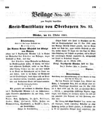 Königlich-bayerisches Kreis-Amtsblatt von Oberbayern (Münchner Intelligenzblatt) Freitag 25. Oktober 1861