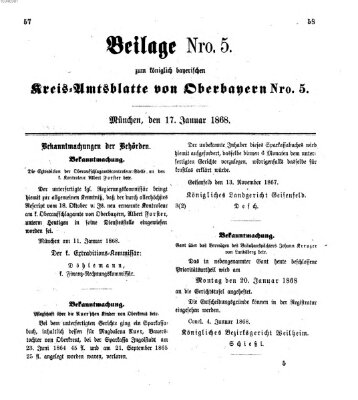 Königlich-bayerisches Kreis-Amtsblatt von Oberbayern (Münchner Intelligenzblatt) Freitag 17. Januar 1868