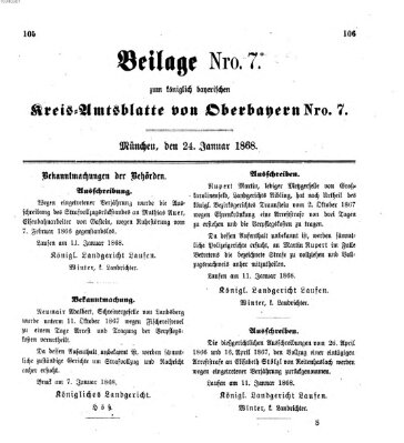 Königlich-bayerisches Kreis-Amtsblatt von Oberbayern (Münchner Intelligenzblatt) Freitag 24. Januar 1868