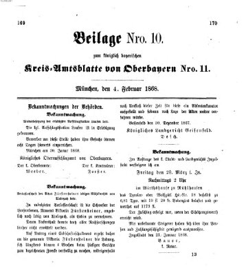 Königlich-bayerisches Kreis-Amtsblatt von Oberbayern (Münchner Intelligenzblatt) Dienstag 4. Februar 1868