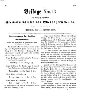 Königlich-bayerisches Kreis-Amtsblatt von Oberbayern (Münchner Intelligenzblatt) Freitag 14. Februar 1868