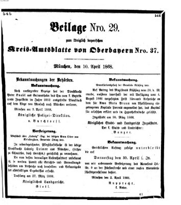 Königlich-bayerisches Kreis-Amtsblatt von Oberbayern (Münchner Intelligenzblatt) Freitag 10. April 1868