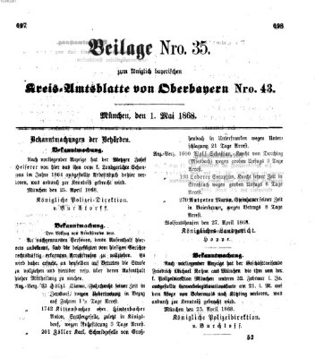 Königlich-bayerisches Kreis-Amtsblatt von Oberbayern (Münchner Intelligenzblatt) Freitag 1. Mai 1868