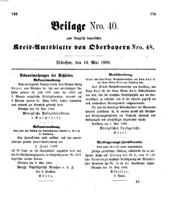 Königlich-bayerisches Kreis-Amtsblatt von Oberbayern (Münchner Intelligenzblatt) Dienstag 19. Mai 1868