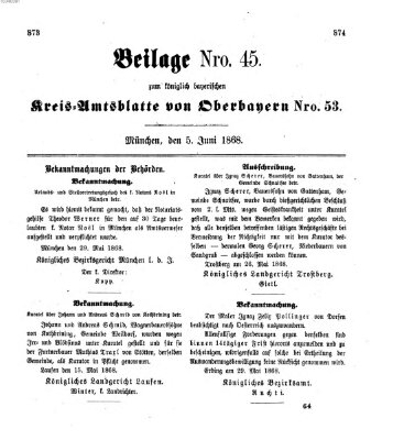 Königlich-bayerisches Kreis-Amtsblatt von Oberbayern (Münchner Intelligenzblatt) Freitag 5. Juni 1868