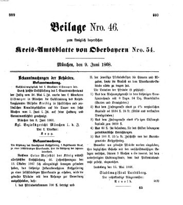 Königlich-bayerisches Kreis-Amtsblatt von Oberbayern (Münchner Intelligenzblatt) Dienstag 9. Juni 1868