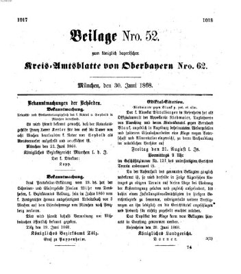 Königlich-bayerisches Kreis-Amtsblatt von Oberbayern (Münchner Intelligenzblatt) Dienstag 30. Juni 1868