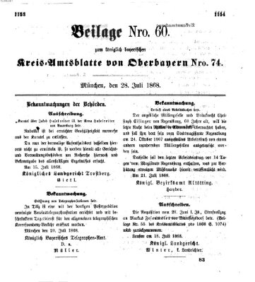 Königlich-bayerisches Kreis-Amtsblatt von Oberbayern (Münchner Intelligenzblatt) Dienstag 28. Juli 1868