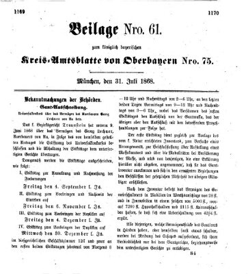 Königlich-bayerisches Kreis-Amtsblatt von Oberbayern (Münchner Intelligenzblatt) Freitag 31. Juli 1868