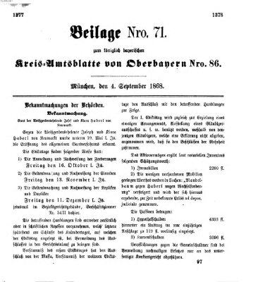 Königlich-bayerisches Kreis-Amtsblatt von Oberbayern (Münchner Intelligenzblatt) Freitag 4. September 1868