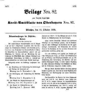 Königlich-bayerisches Kreis-Amtsblatt von Oberbayern (Münchner Intelligenzblatt) Dienstag 13. Oktober 1868