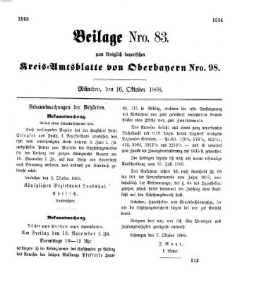 Königlich-bayerisches Kreis-Amtsblatt von Oberbayern (Münchner Intelligenzblatt) Freitag 16. Oktober 1868