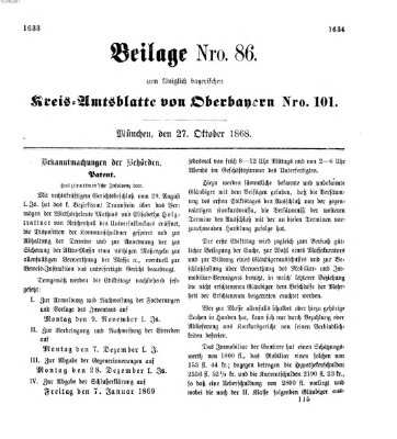 Königlich-bayerisches Kreis-Amtsblatt von Oberbayern (Münchner Intelligenzblatt) Dienstag 27. Oktober 1868