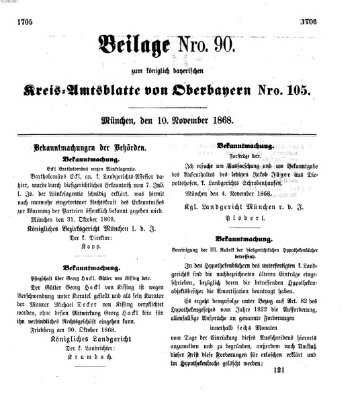 Königlich-bayerisches Kreis-Amtsblatt von Oberbayern (Münchner Intelligenzblatt) Dienstag 10. November 1868