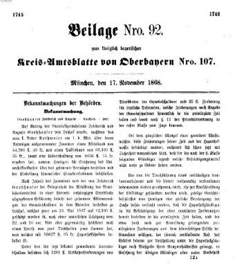 Königlich-bayerisches Kreis-Amtsblatt von Oberbayern (Münchner Intelligenzblatt) Dienstag 17. November 1868