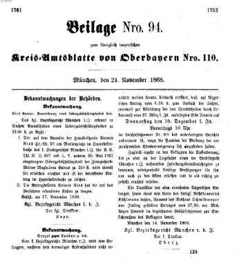 Königlich-bayerisches Kreis-Amtsblatt von Oberbayern (Münchner Intelligenzblatt) Dienstag 24. November 1868