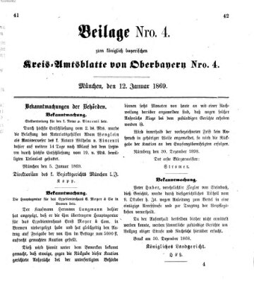 Königlich-bayerisches Kreis-Amtsblatt von Oberbayern (Münchner Intelligenzblatt) Dienstag 12. Januar 1869