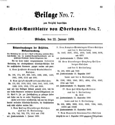 Königlich-bayerisches Kreis-Amtsblatt von Oberbayern (Münchner Intelligenzblatt) Freitag 22. Januar 1869